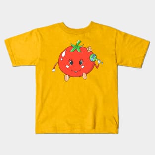 tomato funny cute cartoon fruit vegetable Kids T-Shirt